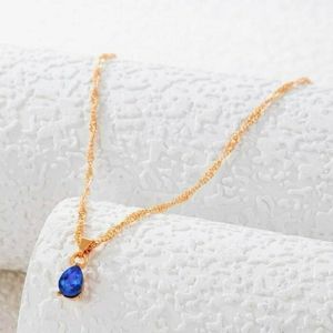 NEW Elegant Blue Zircon Gold Plated Water-drop Handmade Necklace 🌊